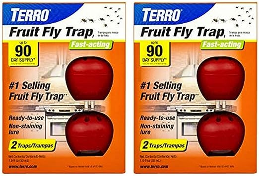 TERRO T2503SR Ready-to-Use Indoor Fruit Fly Killer and Trap with Built in Window - 4 Traps + 180 day Lure Supply