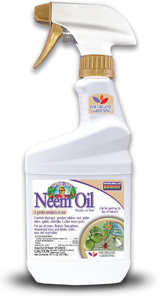 Bonide Captain Jack's Neem Oil, 16 oz Ready-to-Use Spray, Multi-Purpose Fungicide, Insecticide and Miticide for Organic Gardening