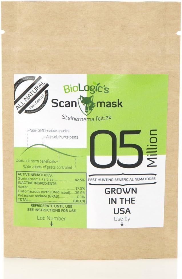 BioLogic Scanmask Steinernema Feltiae (Sf) Beneficial Nematodes for Natural Insect Pest Control, 5 Million Size