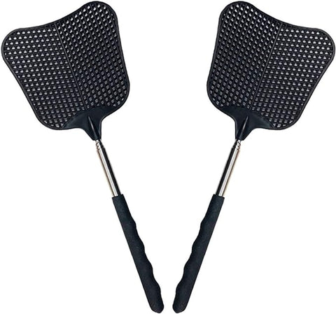 Foxany Telescopic Fly Swatters, Durable Plastic Fly Swatter Heavy Duty Set, Flyswatter with Stainless Steel Handle for Indoor/Outdoor/Classroom (2 Pack)