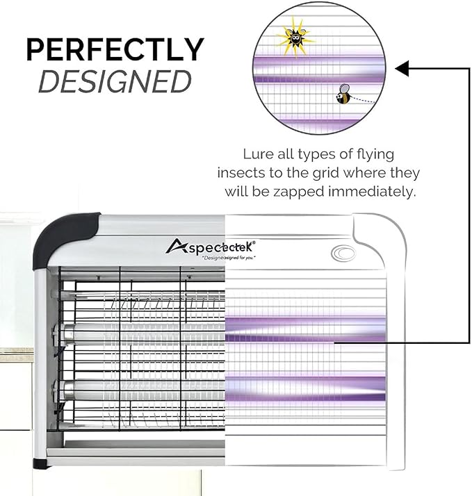 ASPECTEK Powerful 20W Electronic Indoor Insect Killer, Bug Zapper, Fly Zapper, Mosquito Killer-Indoor Use Including Free 2 PACK Replacement Bulbs