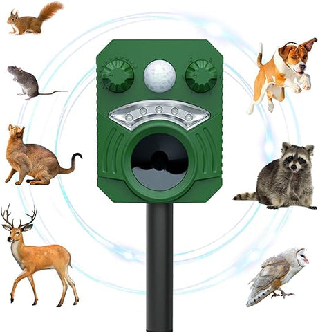 RibRave Ultrasonic Animal Repeller Solar Powered Racoon Skunk Bird Cat Deer Pest Repellent Animal Deterrent with Motion Activated Yard Keep Animals Out of Garden