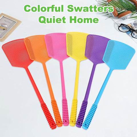 Fly Swatter,Plastic Flyswatters Multi-Pack,6 Bulk Vibrant Colorful Fly Killer,Long Handle Bug Swatter for Indoor and Outdoor.