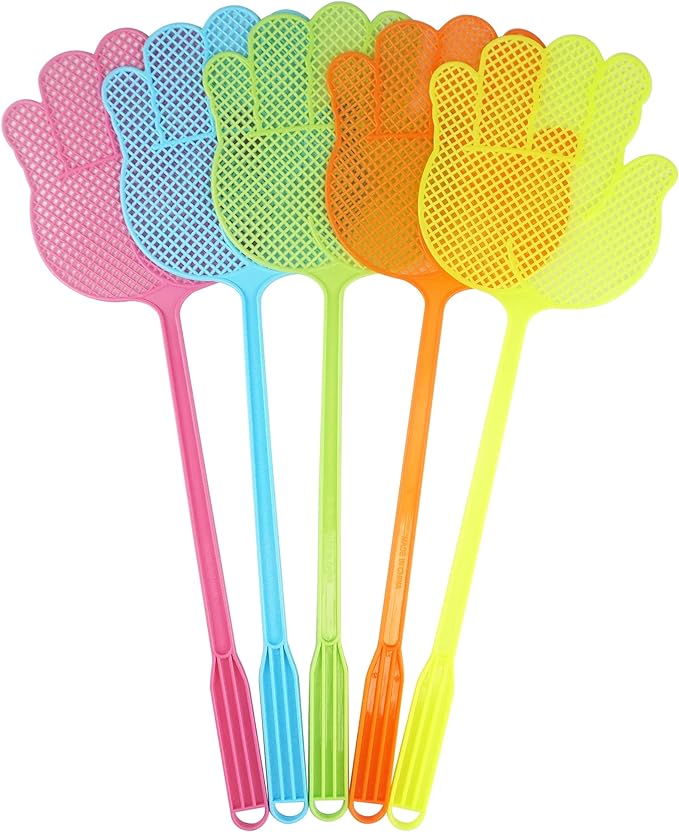 Dirza Fly Swatter - Funny Hand Shaped Fly Swatters -Durable - Colorful for Home/Indoor/Outdoor/Classroom/Office/Pack of 5