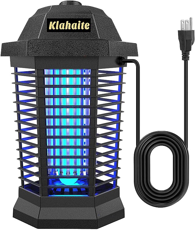 Klahaite Bug Zapper Outdoor Electric, Mosquito Zapper Indoor, Fly Zapper, Fly Trap, Insect Trap for Garden Backyard Patio,3 Prong Plug, Black