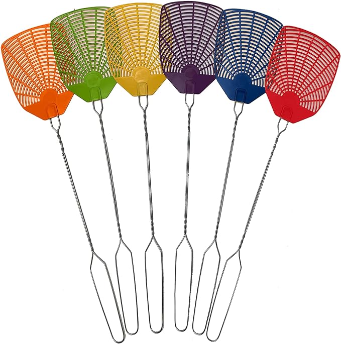 Bug & Fly Swatter – Braided Metal Handle 6 Pack Fly Swatters – Indoor/Outdoor – flyswatter