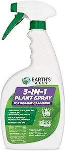 Earth's Ally 3-in-1 Plant Spray | Insecticide, Fungicide & Spider Mite Control, Use on Indoor Houseplants and Outdoor Plants, Gardens & Trees - Insect & Pest Repellent & Antifungal Treatment, 24oz