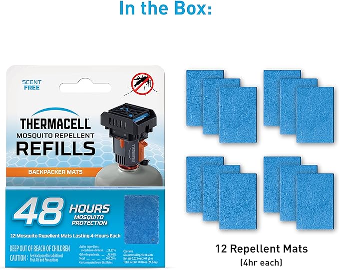 Thermacell Mosquito Repellent Mat Only Refills; Compatible with Thermacell Backpacker; Highly Effective, Long Lasting, No Spray, No Scent, No Mess; 15 Foot Zone of Mosquito Protection