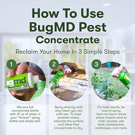 BugMD Starter Kit - Essential Oil Pest Concentrate (2 Pack), Plant-Powered Bug Spray Quick Kills Flies, Ants, Fleas, Ticks, Roaches, Mosquitoes and More