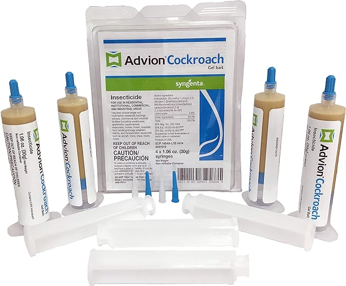 advion 383920 4 Tubes and 4 Plungers Cockroach German Roach Pest Control Inse, Brown