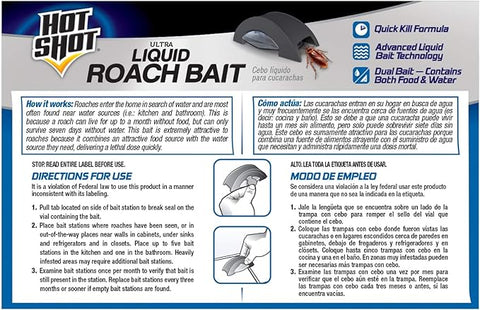 Hot Shot Liquid Roach Bait, Roach Killer, 1 Pack, 6-Count