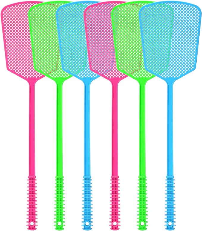 Multi-Pack Plastic Fly Swatters,Manual Colorful Flyswatters,6 Pack Heavy Duty Fly Killer,Work for Indoor,Garden,Office.