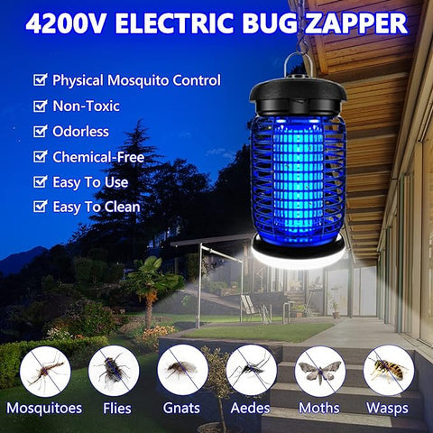 LUOJIBIE Bug Zapper Outdoor, Mosquito Zapper with LED Light, Fly Zapper Outdoor Indoor, Insect Zapper Electric Fly Traps, Plug in Mosquito Killer for Patio Yard