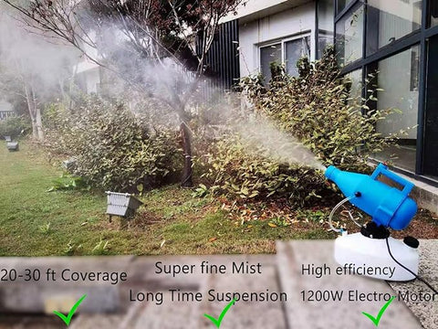 4.5L (1.2 Gallon) Electric ULV Portable Fogger Sprayer Machine Cold Fogger Machine Spraying Distance 30ft for Home,Hotel,Church,School,Yard