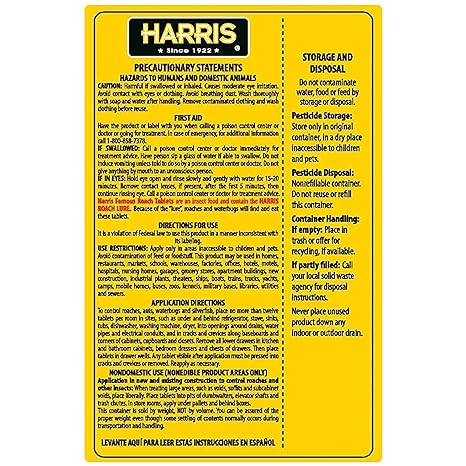 Harris Roach Tablets, Boric Acid Roach and Insects Killer with Lure, Alternative to Bait Traps (6oz, 145 Tablets)